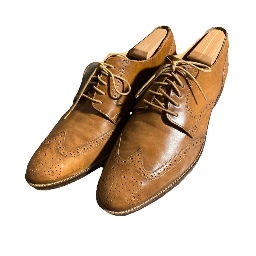 Cole Haan Wingtip Giraldo Derby Brogue Shoe British Tan 11.5M Leather Goodyear